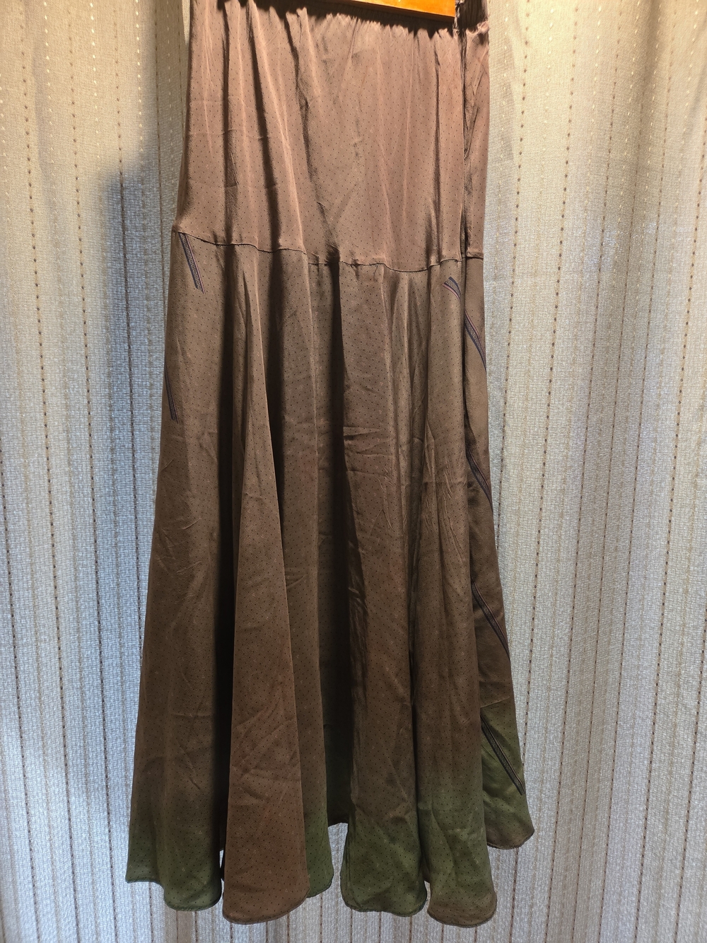 One of a Kind Handmade Silk Maxi Skirt Artisan Textile Elastic Waist, Unbranded